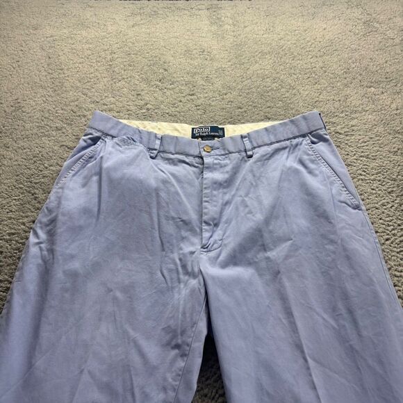 Polo Ralph Lauren Chino Pants 33x32 Blue Cotton Straight Fit Preppy - Picture 2 of 10